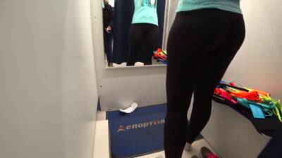 Mature milf and her young daughter in a public fitting room. Different swimsuits and mini bikinis on sexy big ass. - Russia on tubemilf.net