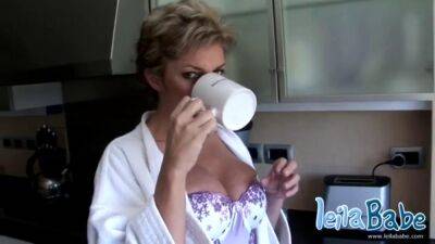 MILF gets naked after morning coffee on tubemilf.net