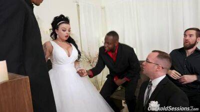 Busty nude MILF gets laid with a bunch of black dudes on her wedding day on tubemilf.net