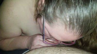 Watch this nerdy mom with glasses suck and take it deep with a sloppy finish on tubemilf.net
