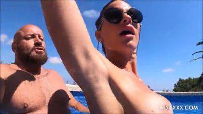 Leidy De Leon enjoys a poolside fuck with a big-titted milf on tubemilf.net